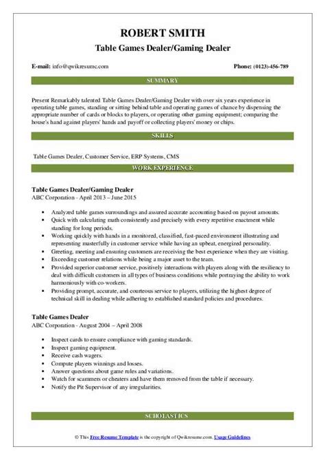 table game dealer resume|Iba pa.
